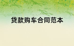 貸款購(gòu)車合同范本