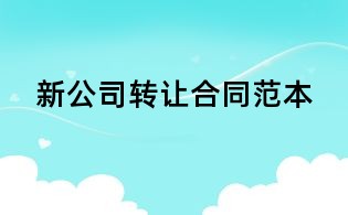 新公司轉(zhuǎn)讓合同范本