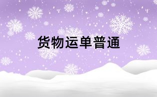 貨物運(yùn)單普通