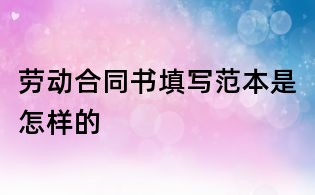 勞動(dòng)合同書填寫范本是怎樣的