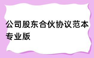 公司股東合伙協議范本專業版