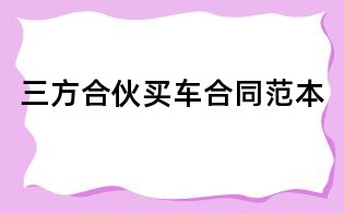 三方合伙買(mǎi)車(chē)合同范本