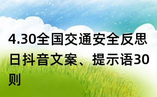 4.30全國(guó)交通安全反思日抖音文案、提示語(yǔ)30則