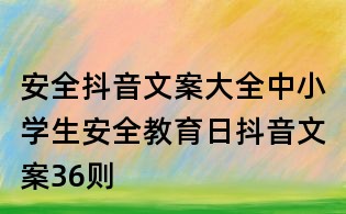 安全抖音文案大全:中小學(xué)生安全教育日抖音文案36則
