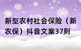 新型農(nóng)村社會(huì)保險(xiǎn)(新農(nóng)保)抖音文案37則