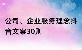 公司、企業(yè)服務(wù)理念抖音文案30則