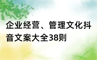 企業經營、管理文化抖音文案大全38則