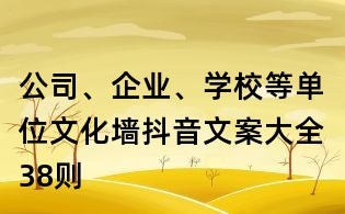 公司、企業(yè)、學校等單位文化墻抖音文案大全：38則