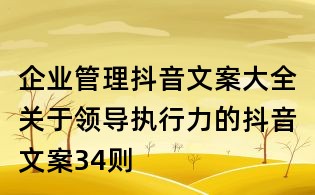 企業管理抖音文案大全:關于領導執行力的抖音文案34則
