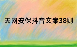天網(wǎng)安保抖音文案38則