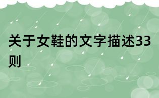 關于女鞋的文字描述33則
