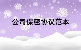 公司保密協(xié)議范本