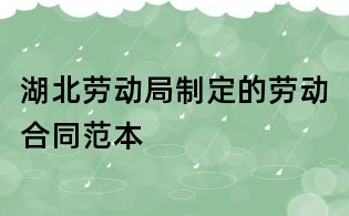 湖北勞動局制定的勞動合同范本