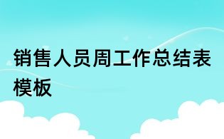 銷(xiāo)售人員周工作總結(jié)表模板