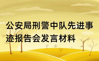 公安局刑警中隊先進事跡報告會發言材料