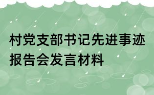 村黨支部書記先進事跡報告會發言材料
