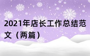 2021年店長(zhǎng)工作總結(jié)范文(兩篇)