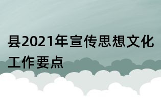 縣2021年宣傳思想文化工作要點
