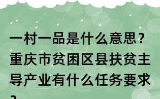 一村一品是什么意思?重慶市貧困區縣扶貧主導產業有什么任務要求?