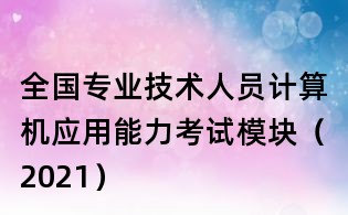 全國專業技術人員計算機應用能力考試模塊(2021)