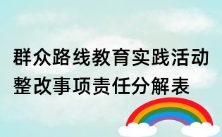 群眾路線教育實(shí)踐活動(dòng)整改事項(xiàng)責(zé)任分解表