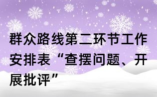 群眾路線第二環節工作安排表“查擺問題、開展批評”