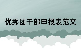 優秀團干部申報表范文