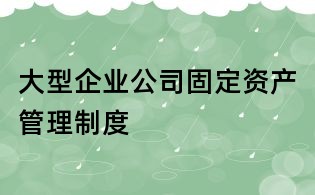 大型企業(yè)公司固定資產(chǎn)管理制度
