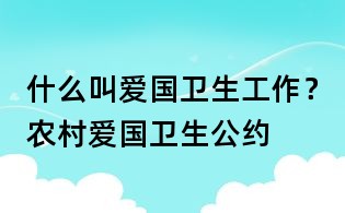 什么叫愛國衛生工作？農村愛國衛生公約