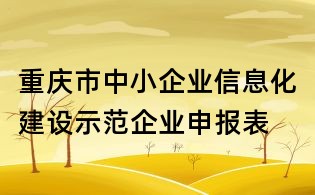 重慶市中小企業(yè)信息化建設(shè)示范企業(yè)申報表