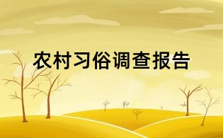 農(nóng)村習(xí)俗調(diào)查報告