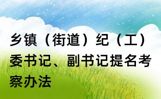 鄉鎮（街道）紀（工）委書記、副書記提名考察辦法