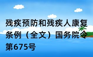 殘疾預防和殘疾人康復條例(全文)國務院令第675號
