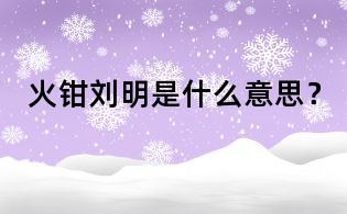 火鉗劉明是什么意思?