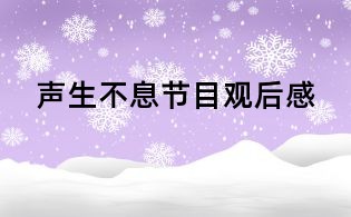 聲生不息節(jié)目觀后感