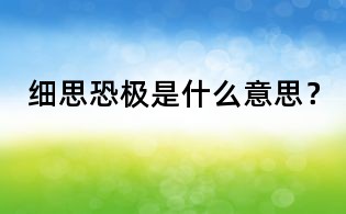 細(xì)思恐極是什么意思?