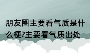 朋友圈主要看氣質(zhì)是什么梗?主要看氣質(zhì)出處