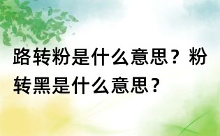 路轉粉是什么意思?粉轉黑是什么意思?