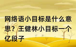 網絡語小目標是什么意思？王健林小目標一個億段子