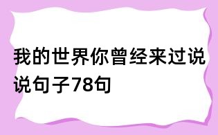 我的世界你曾經來過說說句子78句