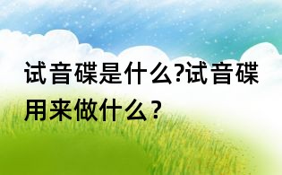 試音碟是什么?試音碟用來做什么？