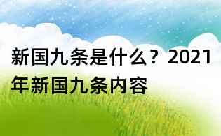 新國九條是什么?2021年新國九條內容