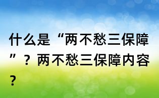 什么是“兩不愁三保障”？兩不愁三保障內(nèi)容？