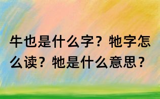 牛也是什么字？牠字怎么讀？牠是什么意思？
