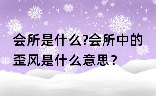 會所是什么?會所中的歪風是什么意思？