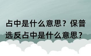 占中是什么意思？保普選反占中是什么意思？