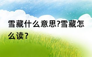 雪藏什么意思?雪藏怎么讀?