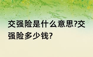 交強險是什么意思?交強險多少錢?