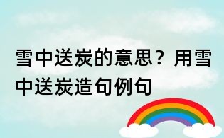 雪中送炭的意思？用雪中送炭造句例句