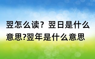 翌怎么讀？翌日是什么意思?翌年是什么意思